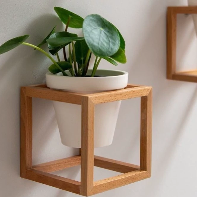 گلدان مکعبی چوبی