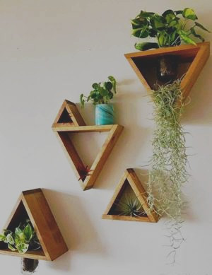 ست گلدان مثلثی چوبی